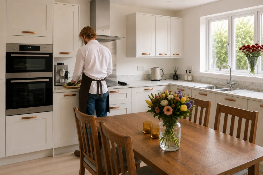 Cooking at home in the Larder & Ladle kitchen