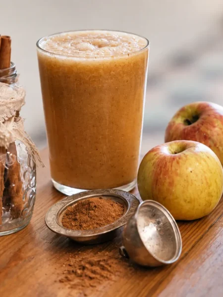 Apple and Cinnamon Smoothie, prepared and ready to serve.