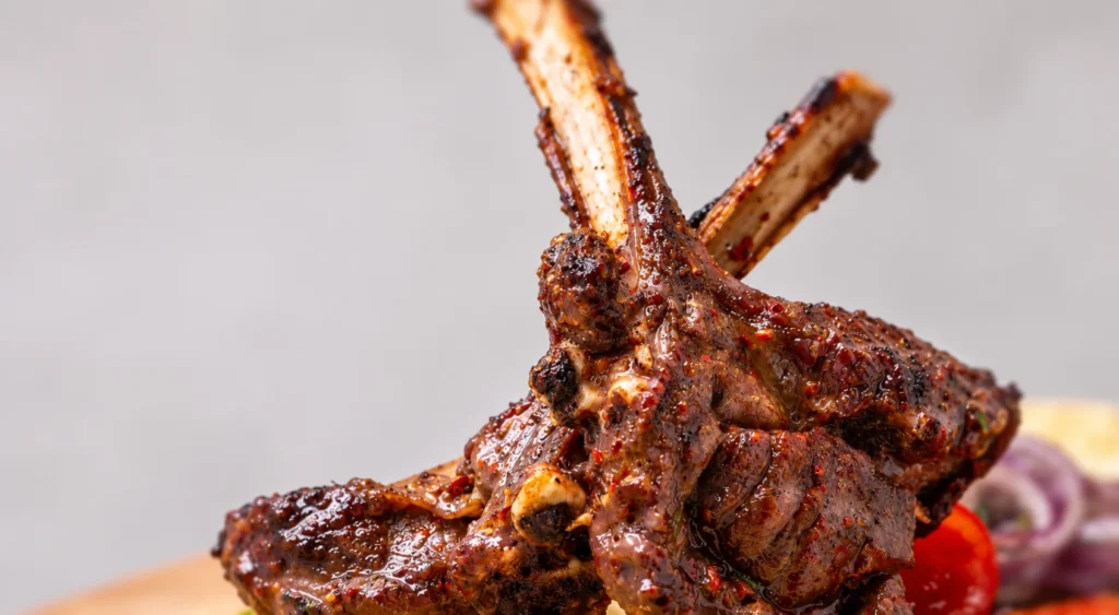 Barbecue Lamb Cutlets, prepared and ready to serve.