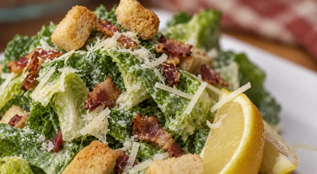 Caesar Salad, prepared and ready to serve.