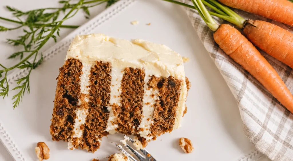 Carrot Cake with Pecan Nuts, prepared and ready to serve.