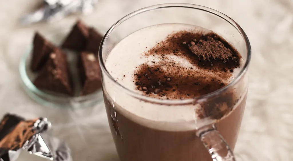 Chocolate Brownies and Hot Chocolate, prepared and ready to serve.