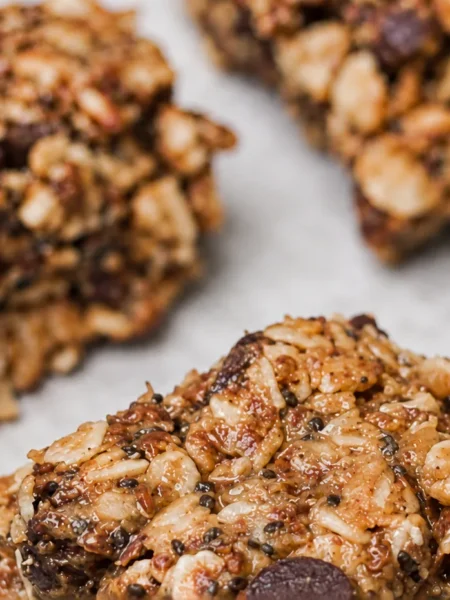 Chocolate Nut Granola Bars, prepared and ready to serve.
