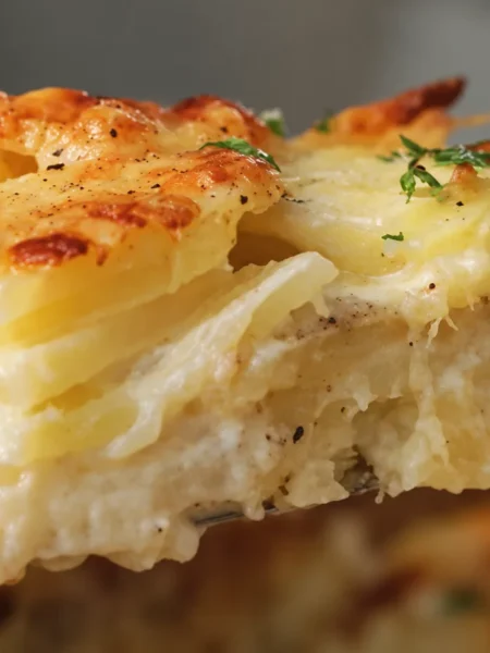 Dauphinoise Potatoes, prepared and ready to serve.
