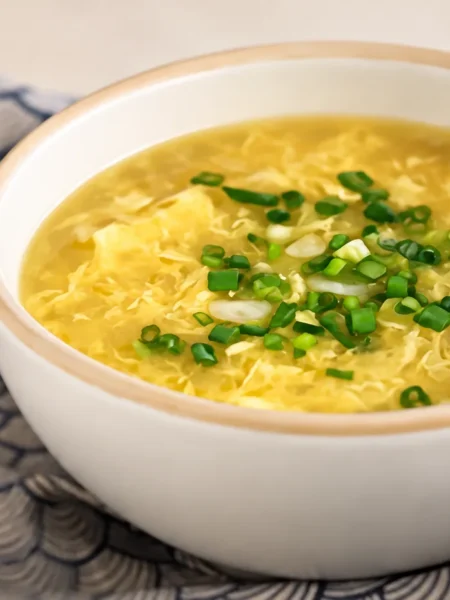 Egg Drop Soup, prepared and ready to serve.