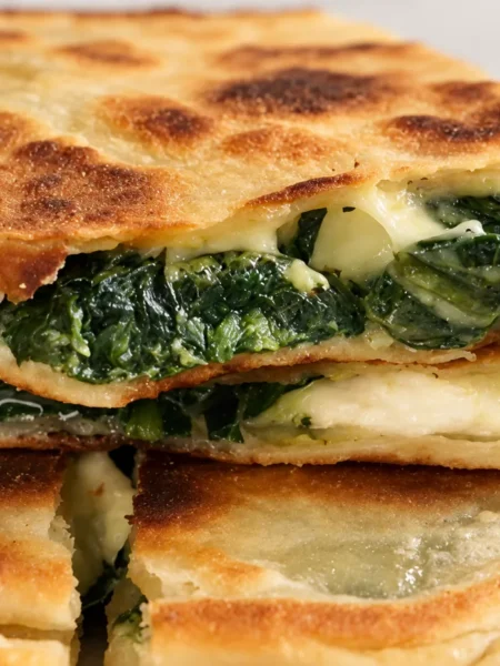 Gözleme, prepared and ready to serve.