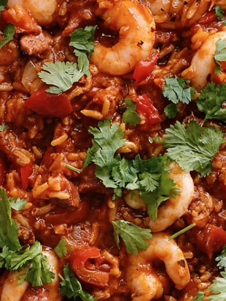 Jambalaya (Creole/Cajun), prepared and ready to serve.