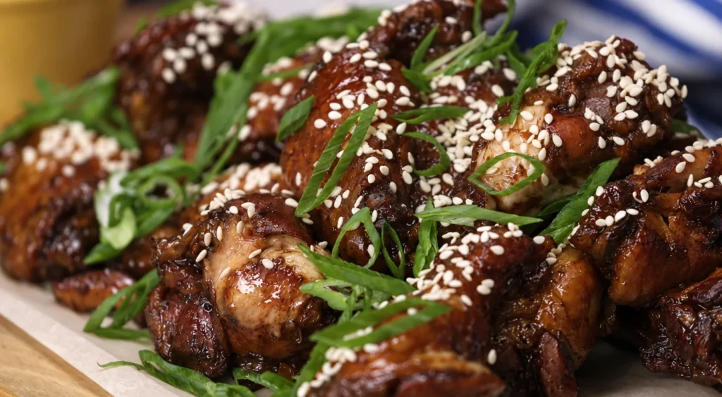 Lemon, Honey and Sesame Chicken, prepared and ready to serve.