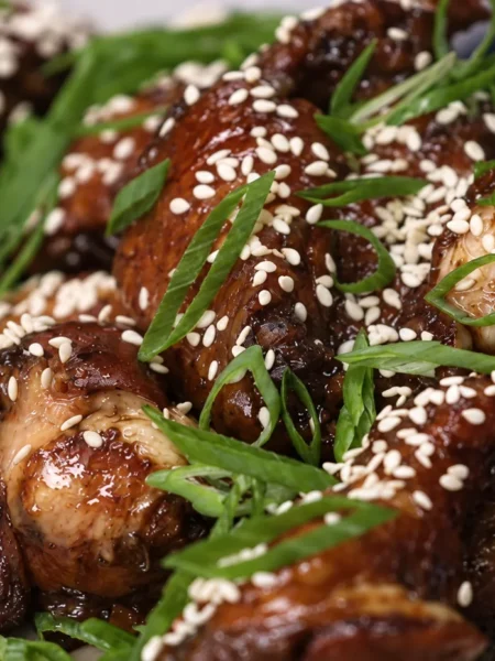 Lemon, Honey and Sesame Chicken, prepared and ready to serve.