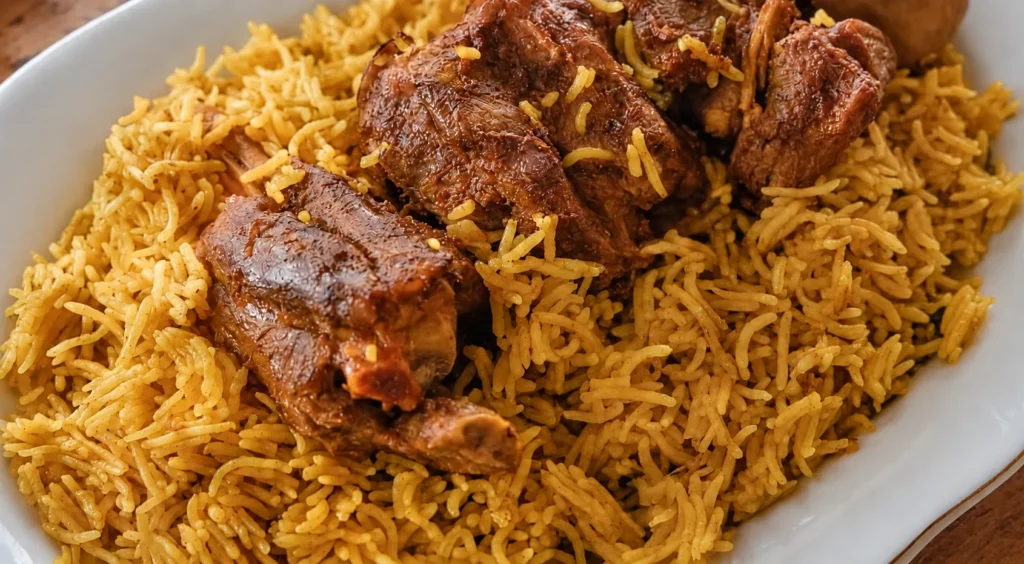 Machboos (Qatar), prepared and ready to serve.
