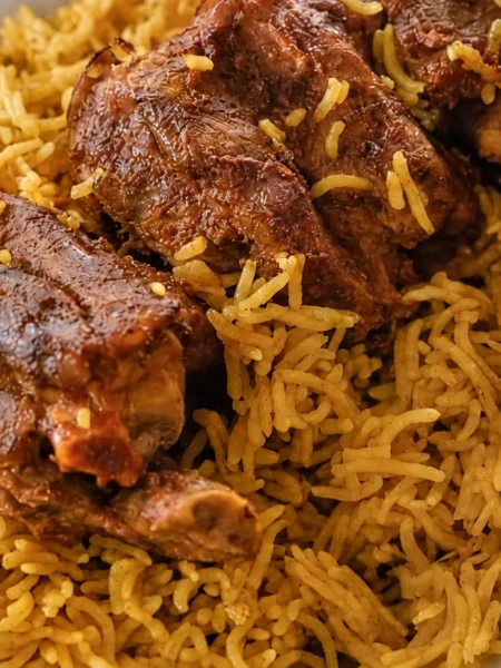 Machboos (Qatar), prepared and ready to serve.