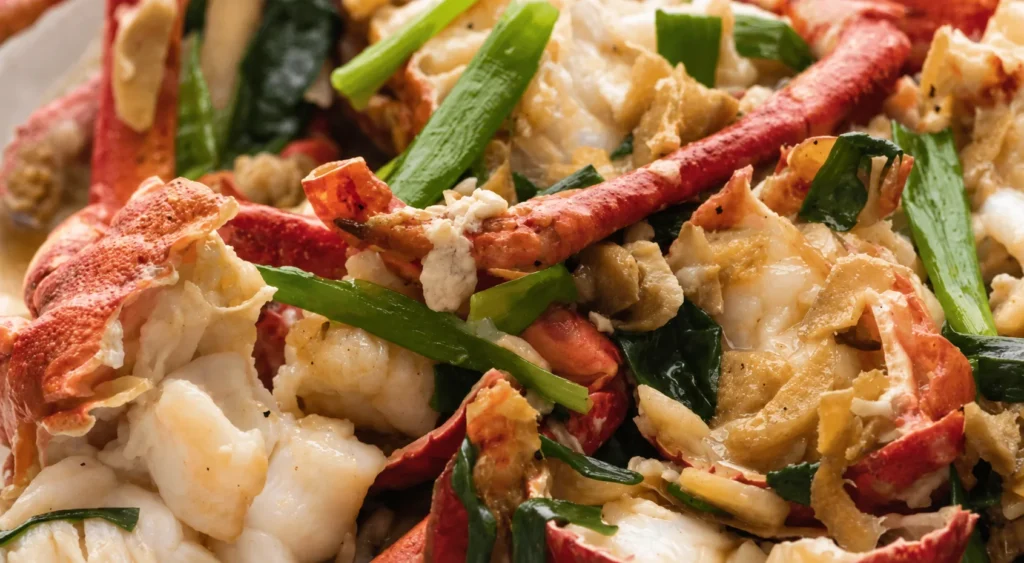 Manzanilla-Braised Lobster, prepared and ready to serve.