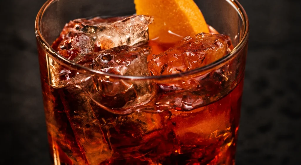 Negroni Cocktail, prepared and ready to serve.
