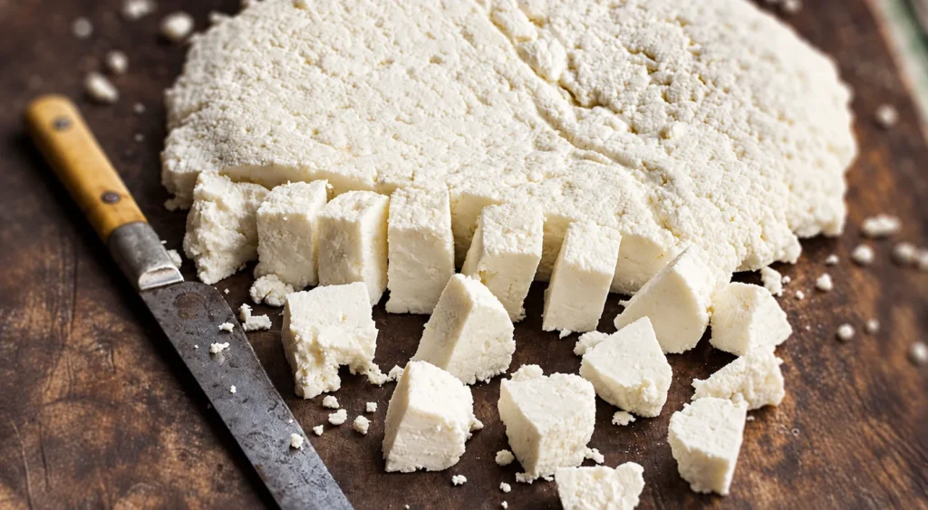 Paneer (Homemade Cheese), prepared and ready to serve.