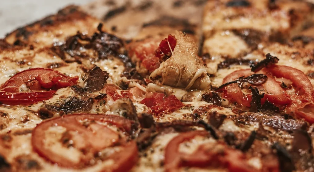 Pepper and Mushroom Flatbread, prepared and ready to serve.