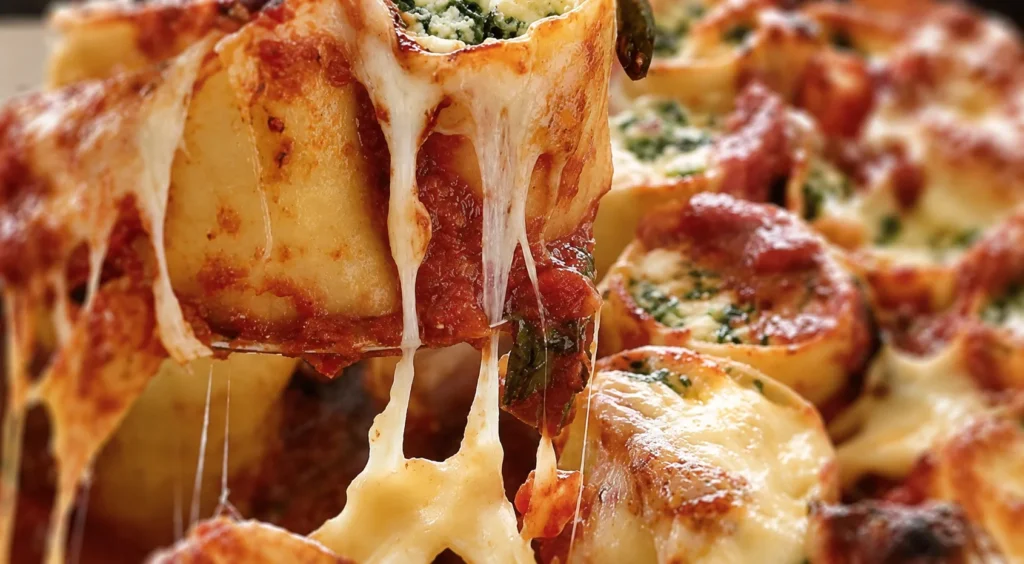 Pergamene al Forno con Spinaci e Ricotta, prepared and ready to serve.