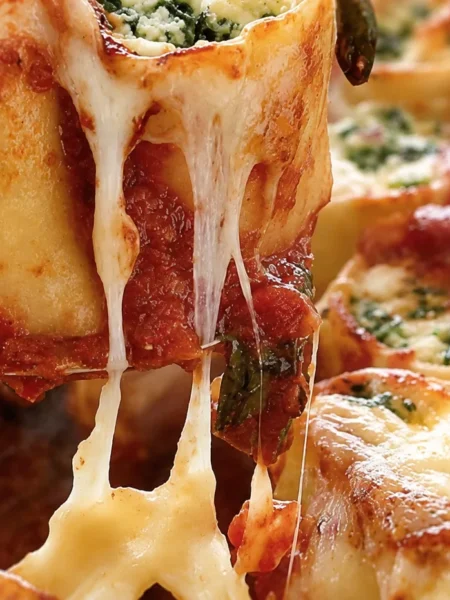 Pergamene al Forno con Spinaci e Ricotta, prepared and ready to serve.