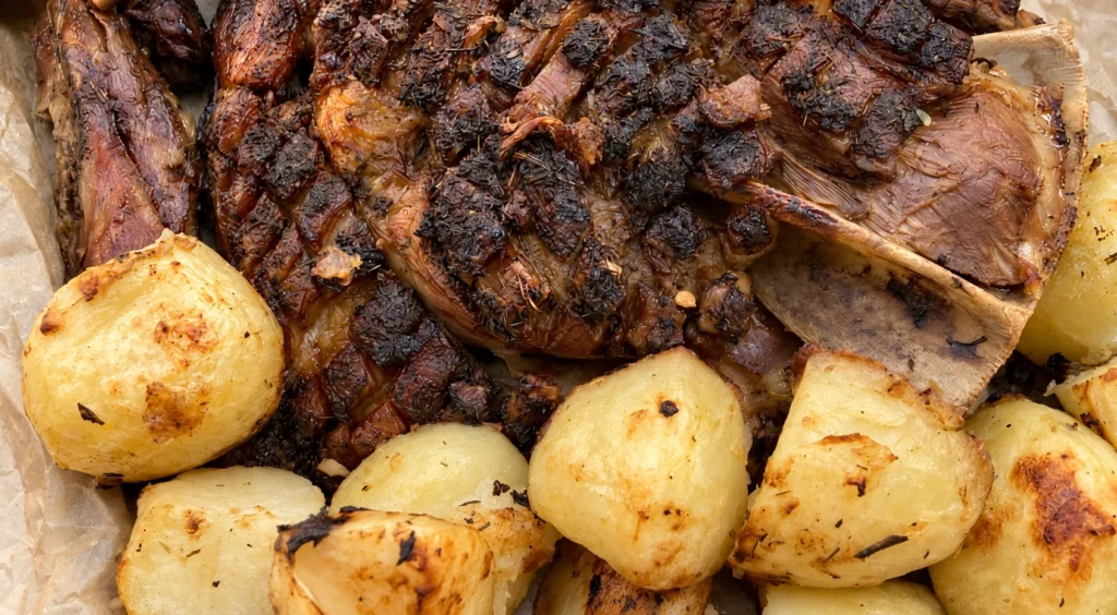 Roasted Lamb Shoulder, prepared and ready to serve.
