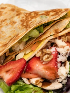 Savoury Crêpes with Mixed Salad, prepared and ready to serve.