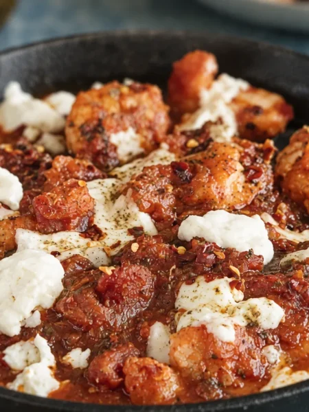Shrimp and Feta Saganaki, prepared and ready to serve.