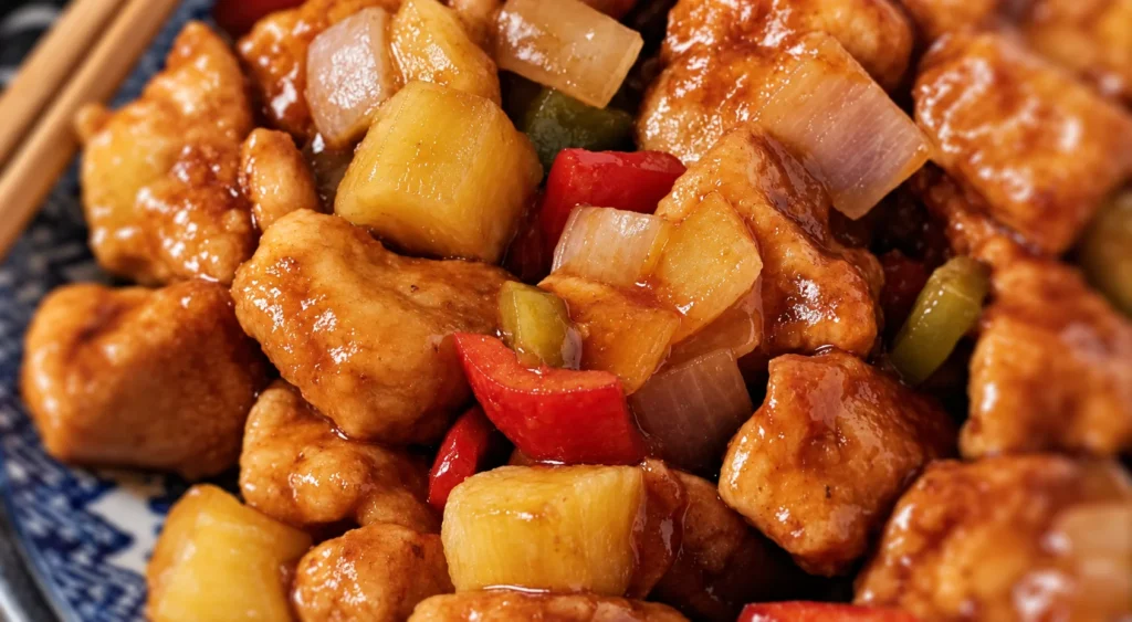 Sweet and Sour Chicken (Non-Fried), prepared and ready to serve.