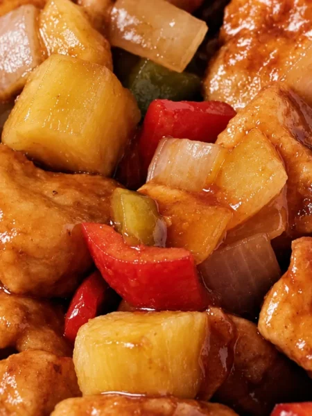 Sweet and Sour Chicken (Non-Fried), prepared and ready to serve.
