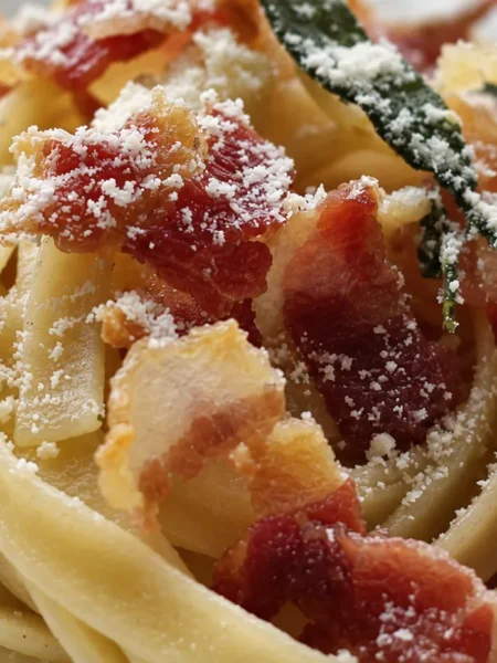 Tagliatelle Carbonara (Authentic), prepared and ready to serve.