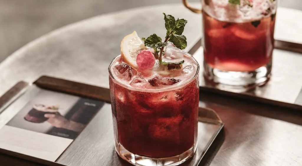 Vodka Cranberry with Rosehip Cocktail, prepared and ready to serve.