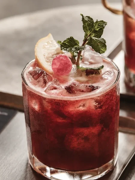 Vodka Cranberry with Rosehip Cocktail, prepared and ready to serve.
